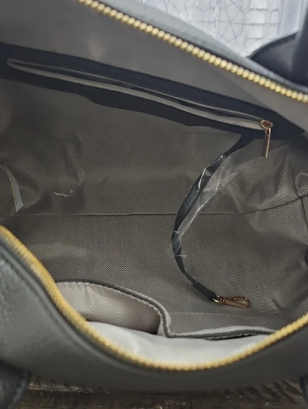 Black Leather Tote with Wristlet